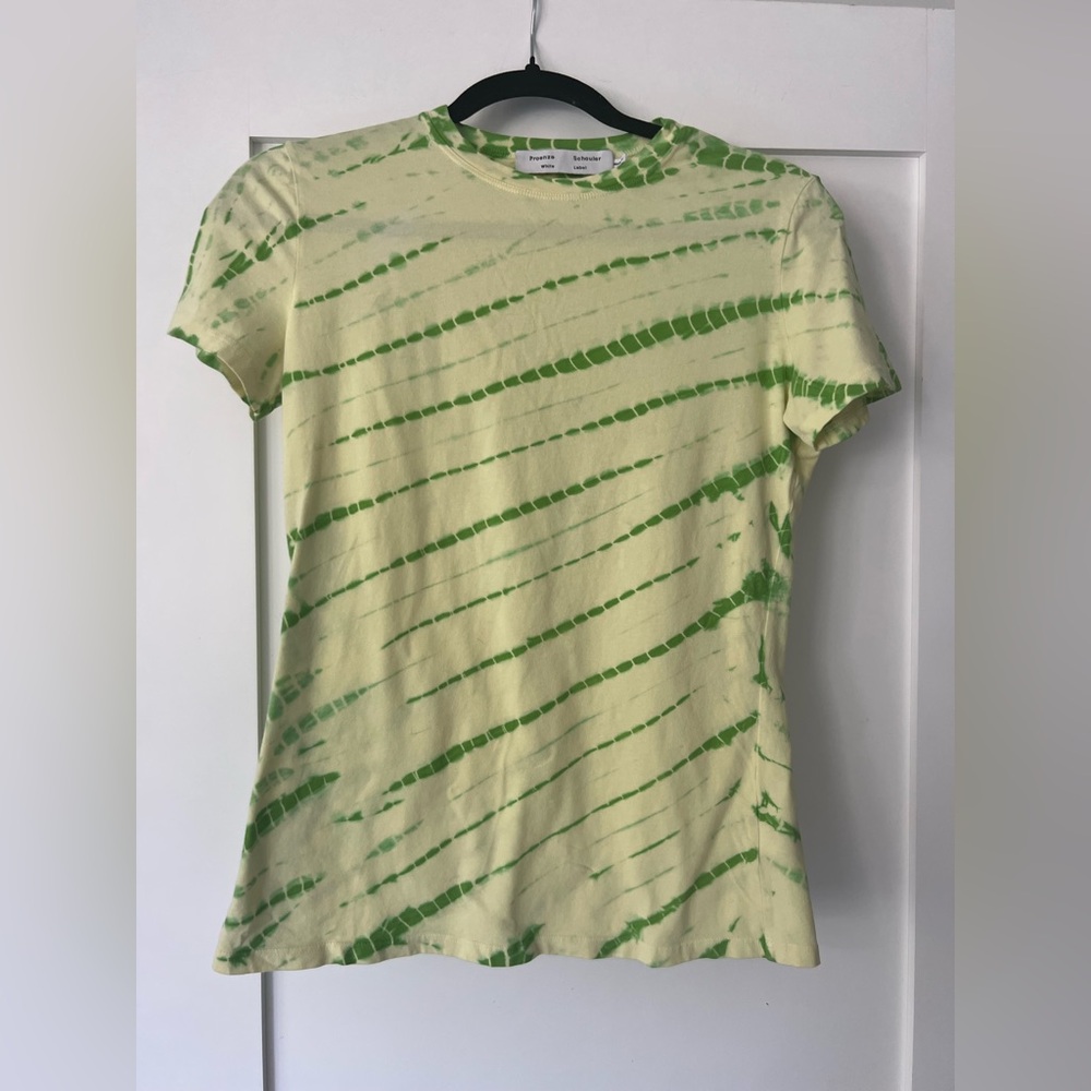 Proenza Schouler White Label Green and Cream Tie-Dye Tee